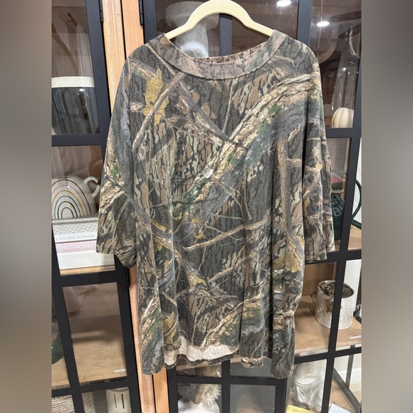 Vintage 90s Mossy Oak Camo Print T-Shirt Single Stitch short sleeve tee crewneck - Picture 1 of 6